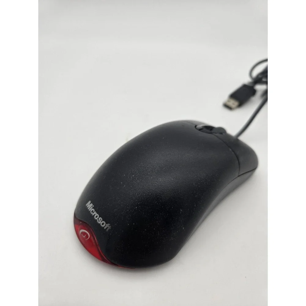 Genuine Microsoft Wheel‎ Mouse Optical 1.1A Model X802382 Black USB Mouse Works